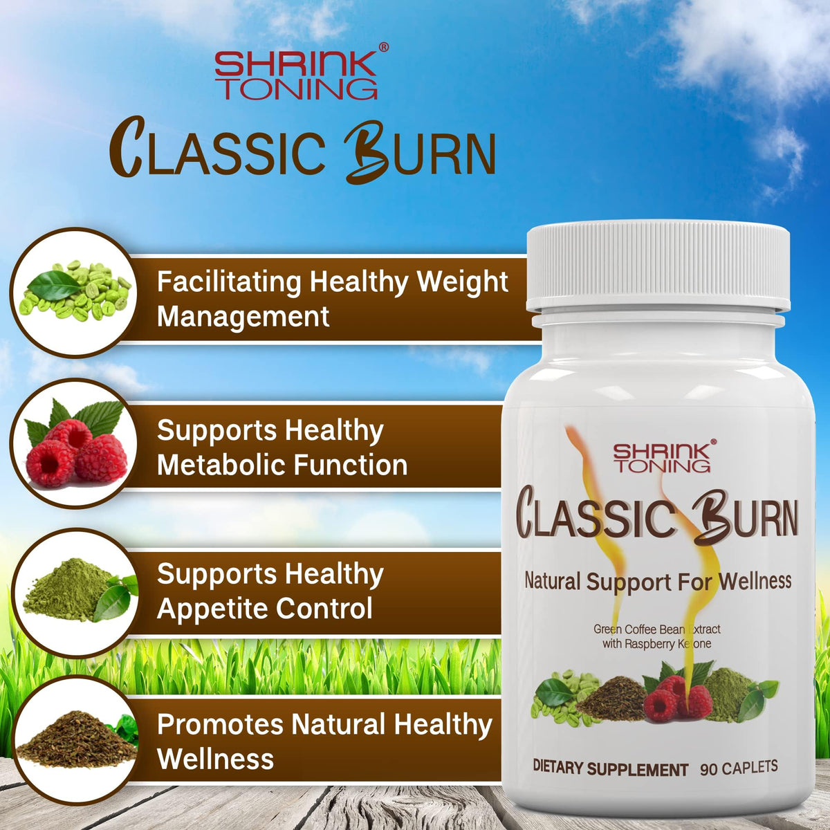 shrink Classic Burn - Pure Green Coffee Bean Extract and Raspberry Ketones with 45%
