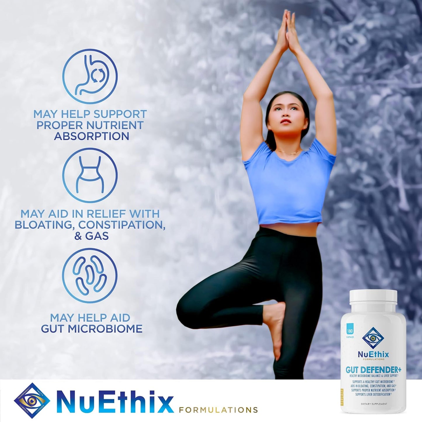 NuEthix Formulations Cortisol and Microbiome Balance Supplement Bundle: Cort-Eaze Cortisol-Control Supplement, 60 Capsules, 30 Servings and Gut Defender+, 180 Capsules, 90 Servings