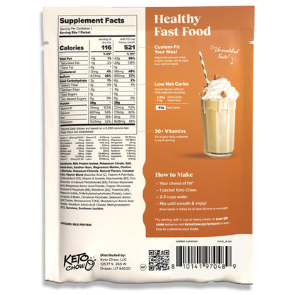 Keto Chow Chocolate Peanut Butter Meal Replacement Shake Powder, 1 Meal