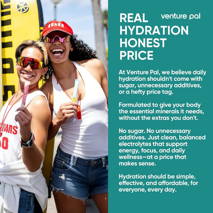 Venture Pal Sugar Free Electrolyte Packet, Liquid Daily IV Hydration Powder | 5 Vitamins & 7 Electrolytes, Instantly Hydration Packets for Sports & Party Recovery, Vegan, Keto Friendly, 16 Sticks