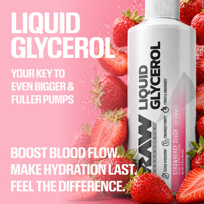 RAW Liquid Glycerol Workout Supplement, Liquid Glycerol Supplement for Enhanced Pumps, Increased Muscle Fullness, Endurance & Hydration - Pre-Workout for Men & Women, 32 Servings (Strawberry Slush)
