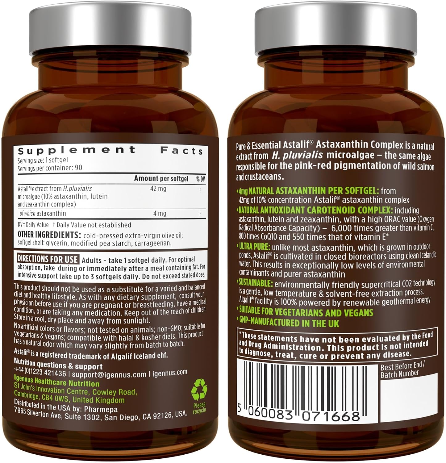 Multivitamin & Minerals for Women + Astaxanthin Complex Vegan Bundle, Sustained Release Advanced Multivitamin with Iron + Natural 4 mg H. Pluvialis Astaxanthin, by Igennus