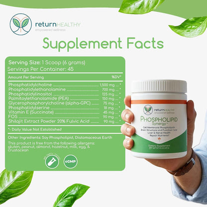 Phospholipid Synergy Powder | Antioxidant Powder for Cellular Repair | Brain Supplements for Memory and Focus | Liver Detox Supplements with an Advance Cleansing Formula | 270 g