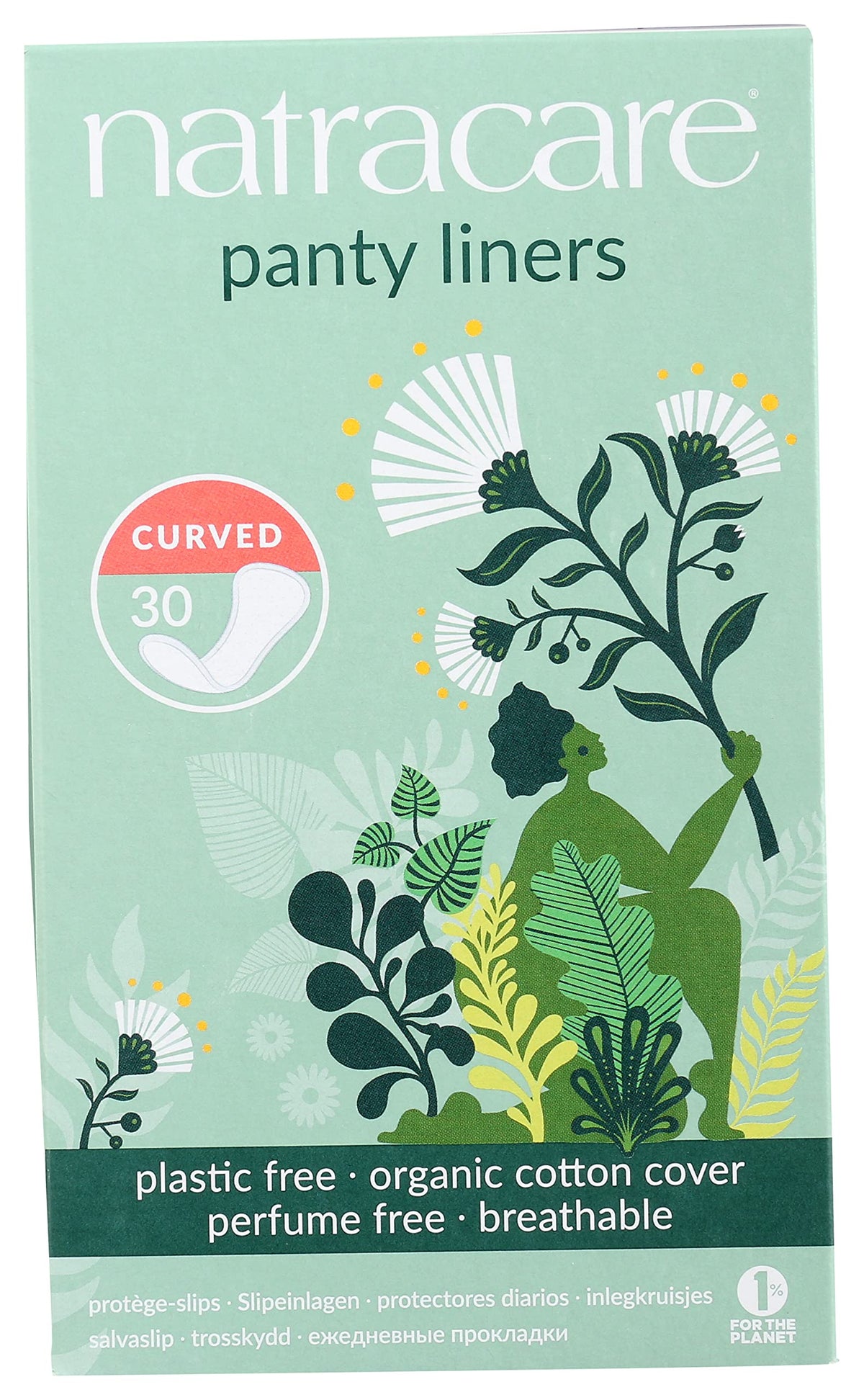 Natracare Natural Organic Curved Panty Liners, with Certified Organic Cotton, Ecologically Certified