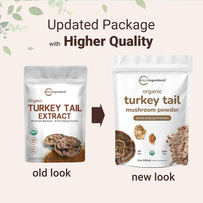 Organic Turkey Tail Mushroom Powder (50:1 Extract), 8 Ounce | Freeze Dried with Active Polysaccharides, Supports Immune Response & Cellular Level, Pet Friendly