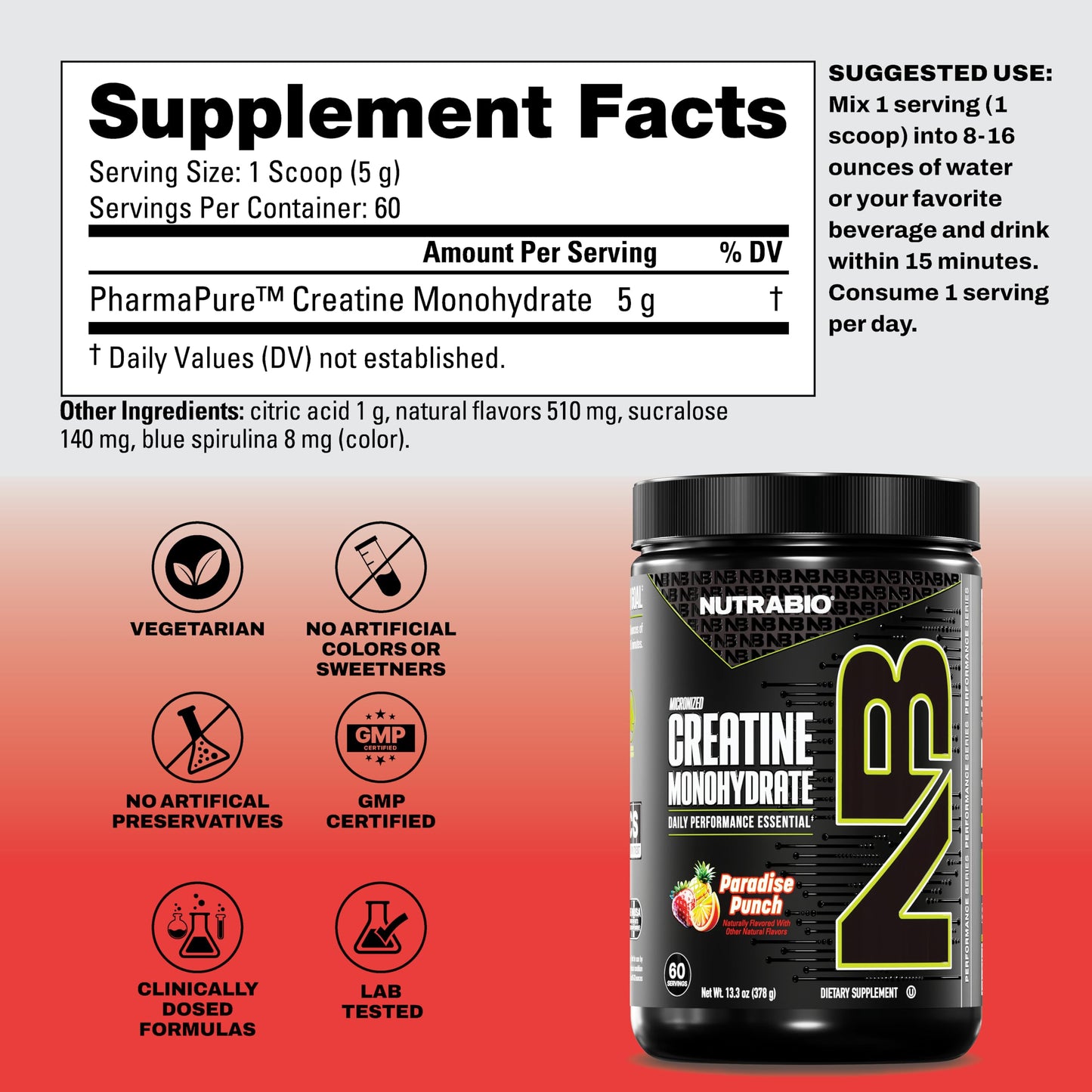 NutraBio Pure Micronized Creatine Monohydrate Powder Supplement, Unflavored, (300 g) - Supports Bulk Muscle Energy, Recovery, and Strength - HPLC Tested Creatine Powder Supplement for Men and Women