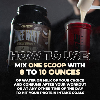Huge Supplements Whey Protein Concentrate Powder, 25g Protein Per Serving, 5g BCAA