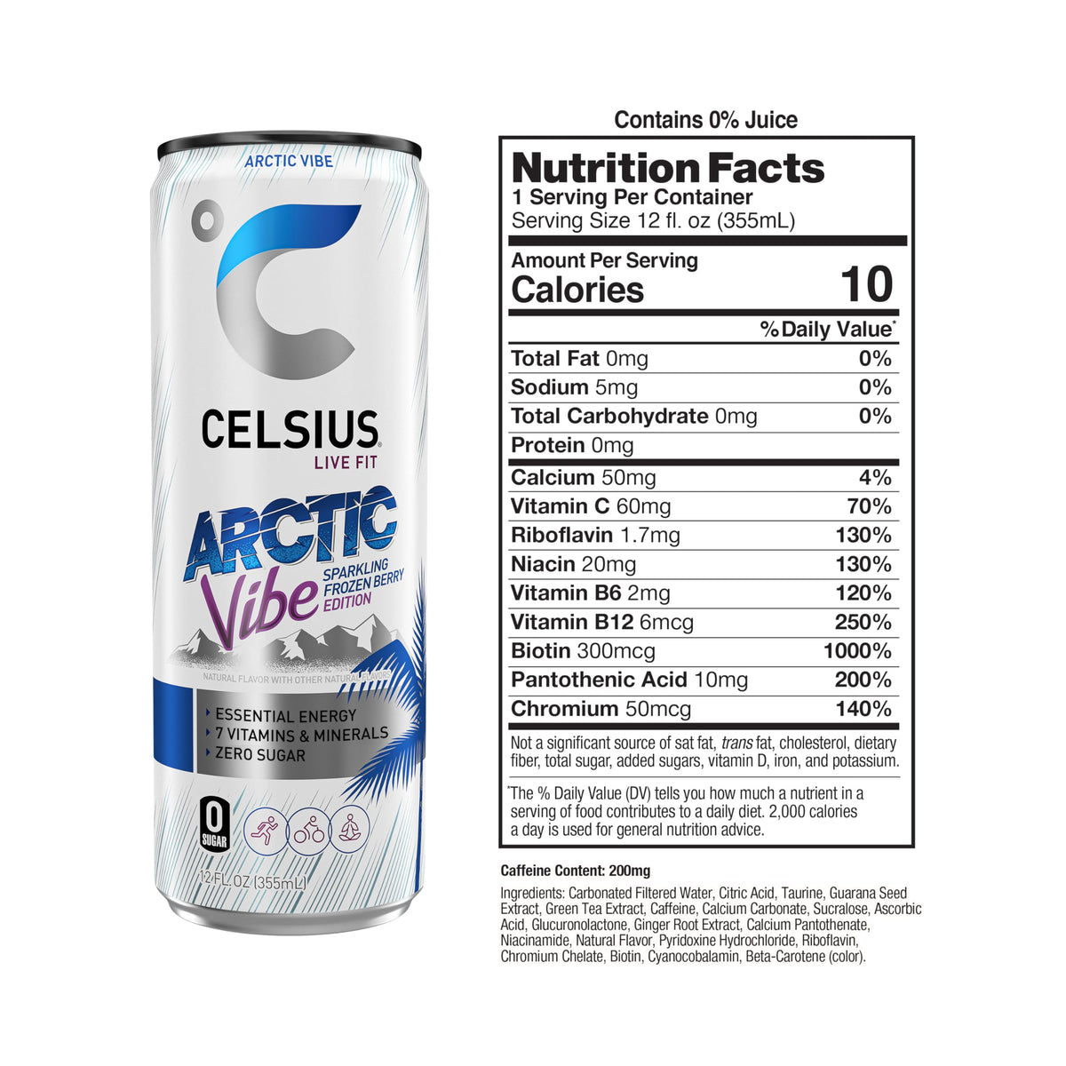 CELSIUS RETRO VIBE Sparkling Sherbet Slush, Sugar Free Energy Drink, 12 Fl Oz (Pack of 12)