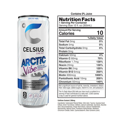 CELSIUS RETRO VIBE Sparkling Sherbet Slush, Sugar Free Energy Drink, 12 Fl Oz (Pack of 12)