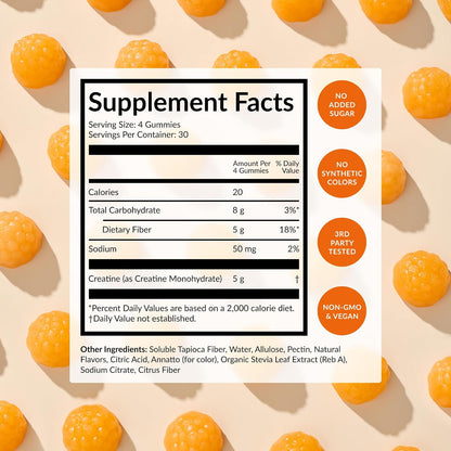 BEAM Creatine Gummies – Creatine Monohydrate Gummies with 5g Creatine, Sugar Free, Muscle Strength & Workout Recovery Support, Creatine Gummies for Women and Men, Orange Flavor, Vegan, 30 Servings