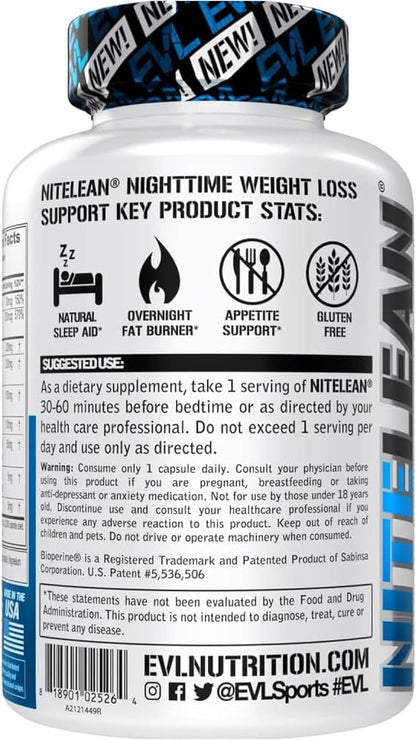 Night Time Fat Burner for Weight Loss Support - Belly Fat Burner for Men & Women with Green Tea and White Kidney Bean Extract - Nighttime Metabolism Booster & Sleep Optimizer to Help Stubborn Fat Loss