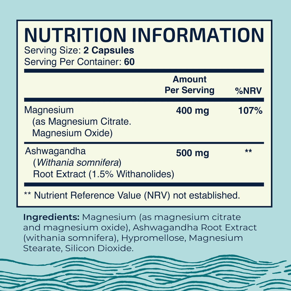 Magnesium Ashwagandha | Calming Magnesium Supplement for Adults | Relax, Rest