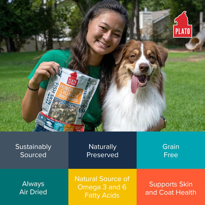 Plato Single Ingredient Wild-Caught Cod Skin Bites Dog Treats, Air-Dried Omega-Rich Skin & Coat Support, 10 oz