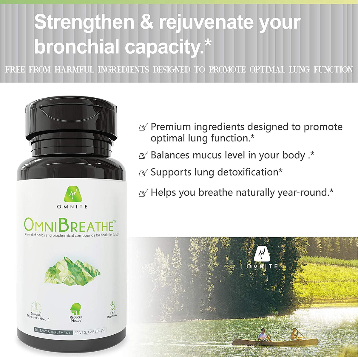 Omnite OMNIBREATHE Respiratory Health Supplement,Inhaler Mate,Support Quit Smoking