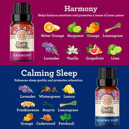 GuruNanda Essential Oil Blends (Set of 6) - 100% Natural Essential Oil Set, Aromatherapy