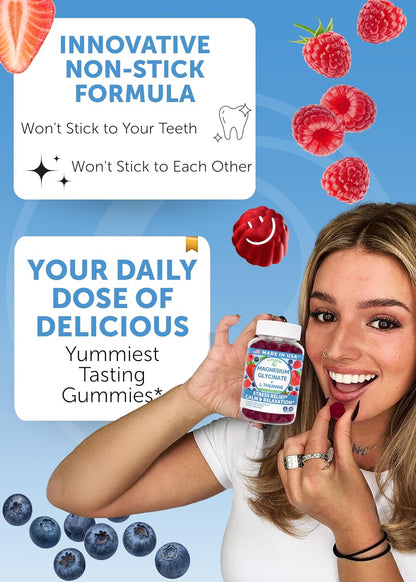 Lunakai USA Made Magnesium Glycinate Gummies 426mg with L-Theanine – Calm, Sleep, Stress Relief for Adults & Kids, Non-GMO, Vegan, 60ct
