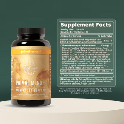 Primal Harvest MENO+ - Daily Vegan Supplement, Gluten & Dairy Free