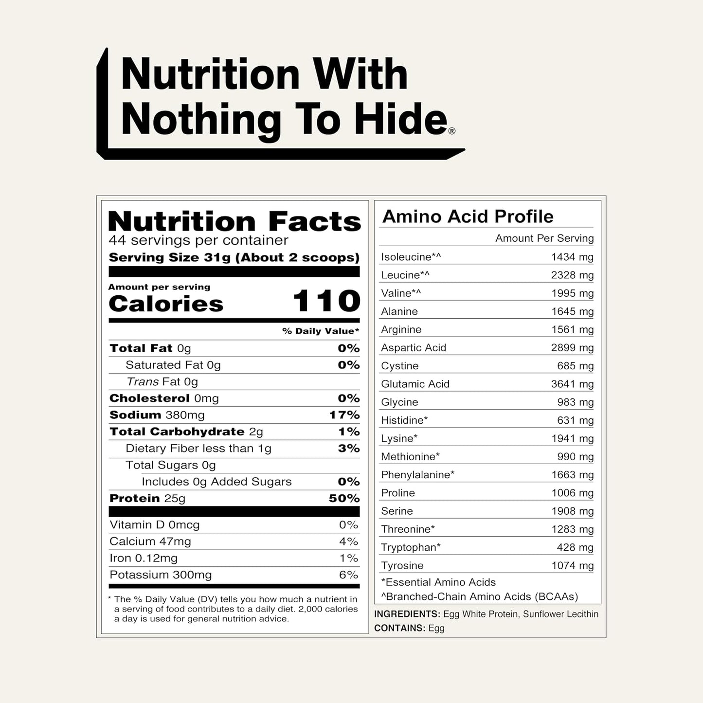 Naked 3LB Non-GMO Egg White Protein Supplement Powder, Unflavored, No Additives, Paleo, Dairy Free, Gluten Free, Soy Free – 25g Protein, 44 Servings, 3 pounds