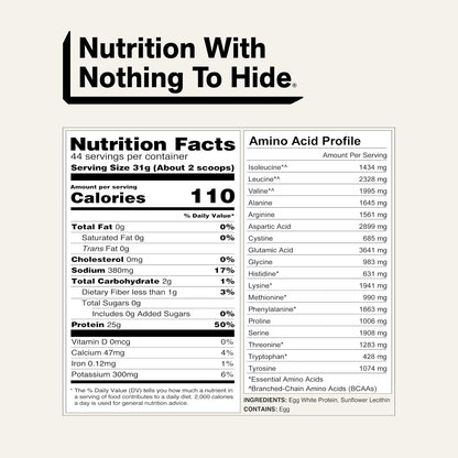 Naked 3LB Non-GMO Egg White Protein Supplement Powder, Unflavored, No Additives, Paleo, Dairy Free, Gluten Free, Soy Free – 25g Protein, 44 Servings, 3 pounds