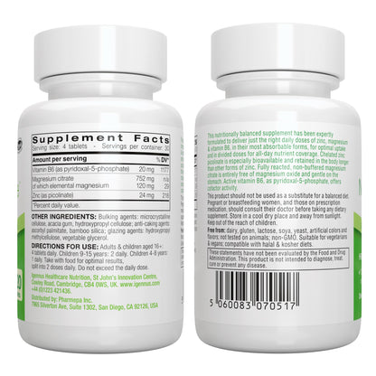 Igennus Neurobalance High Absorption Zinc Magnesium & B6 Complex | Cognitive Support, Calm Focus & Relaxation, Chelated Zinc & Fully Reacted Magnesium, Vegan, Non-GMO, 120 Small Tablets