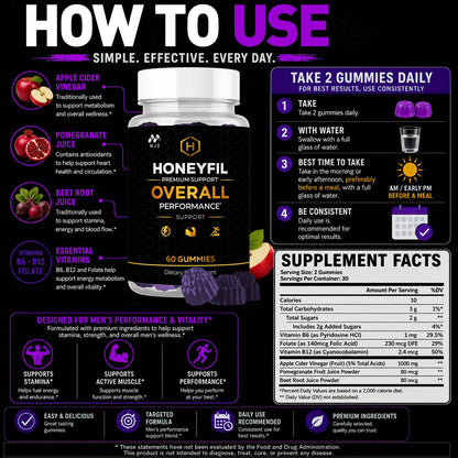 (3 Pack) Honeyfil Gummies Advanced Men's Health Support (180 Gummies)