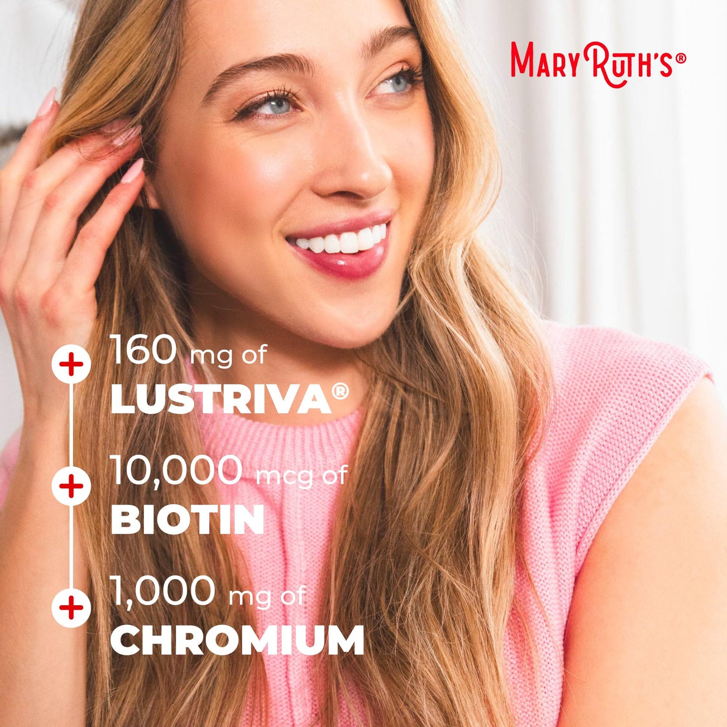 MARYRUTH'S Liquid Multivitamin + Hair Growth | Clinically Tested in Women for Thicker Hair & Facial Wrinkles | Biotin 10000mcg | Lustriva Hair Growth Supplements | Skin Care | Ages 18+ | 15.22 Fl Oz