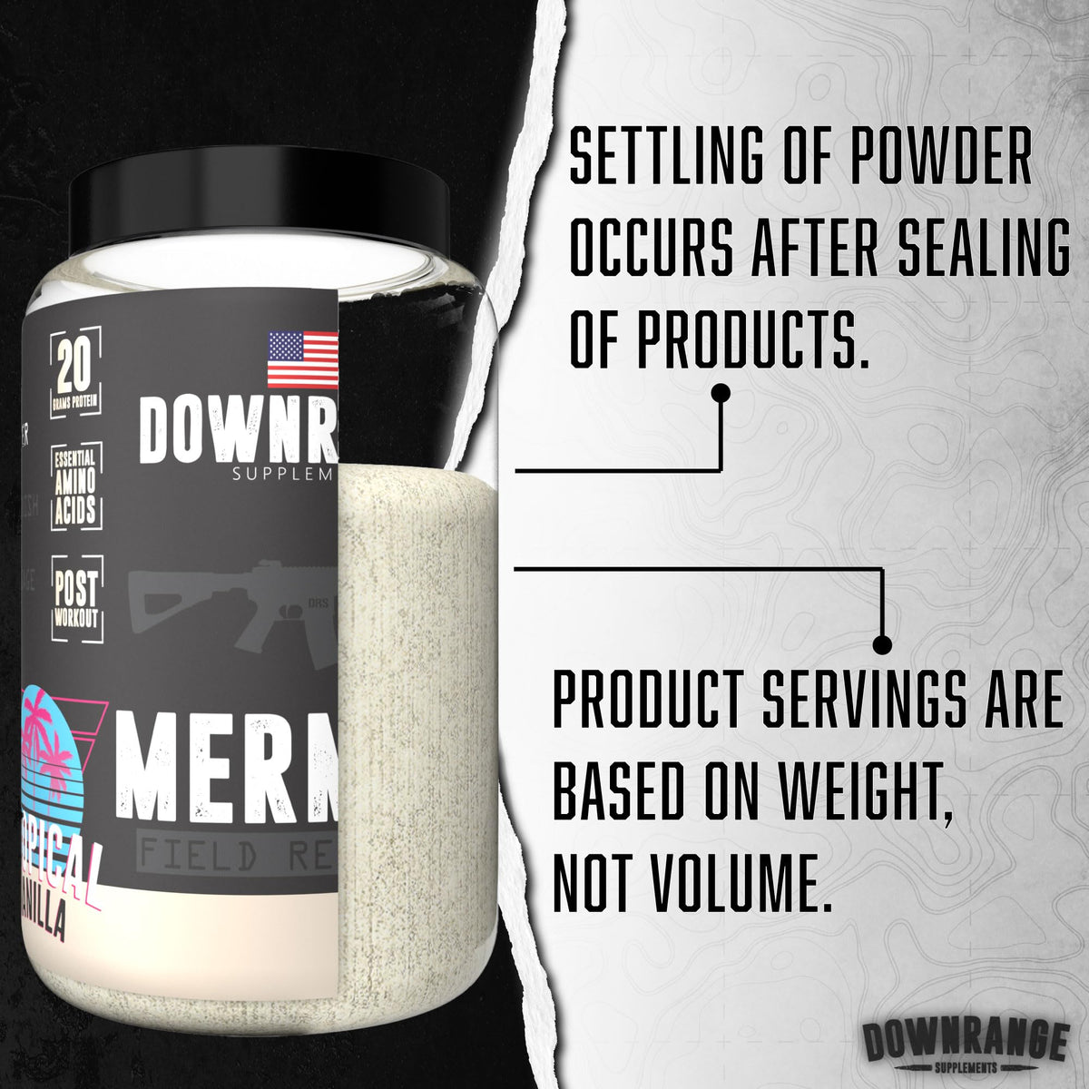 DownRange Supplements Mermite Whey Protein Powder, Post Workout Muscle Recovery