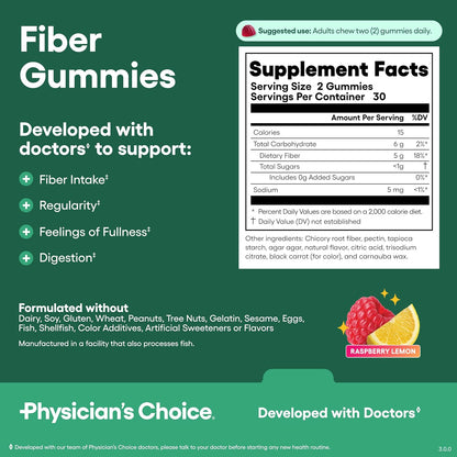 Physician's CHOICE Complete Gut Health Bundle for Bloating, Digestive Health, Immune, & GLP-1 Support - 60 Billion Probiotic 30CT + Digestive Enzymes 60CT + Prebiotic Fiber Gummies 60CT