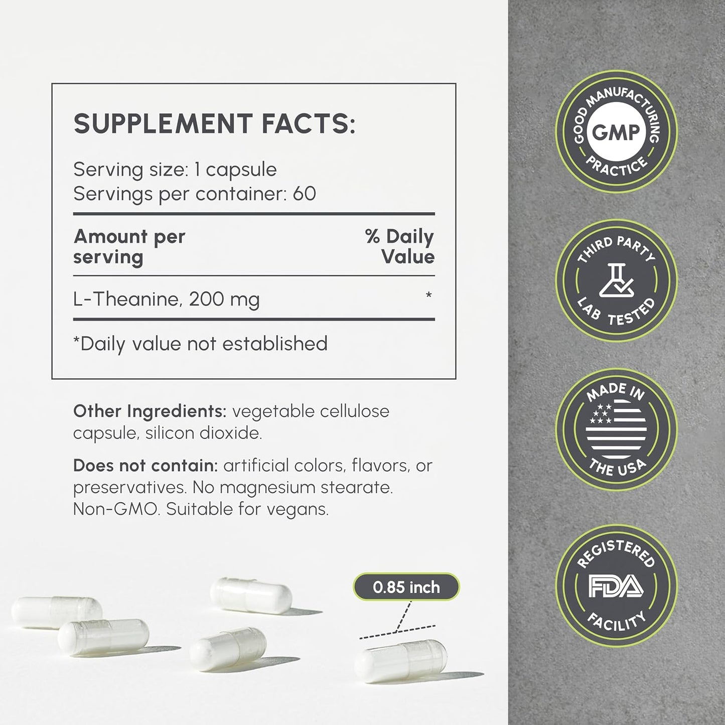 partiQlar L-Theanine 200mg - Calm Focus, Stress & Sleep Support, 60 Caps