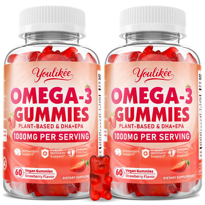 Vegan Omega-3 Gummies, Strawberry Flavor, 60 Count