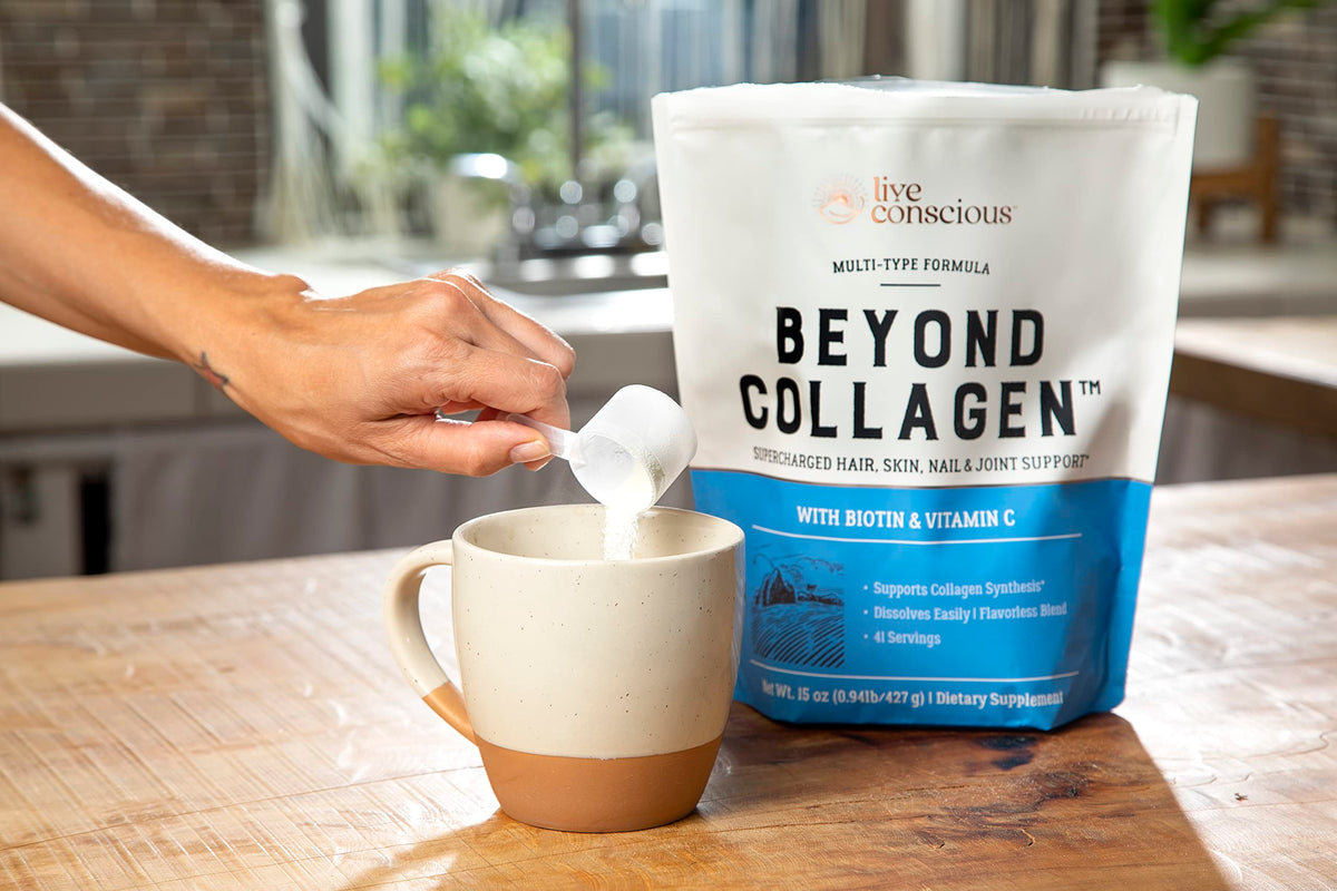 Live Conscious Beyond Collagen Multi Collagen Powder for Women w/Types I, II, III, V & X