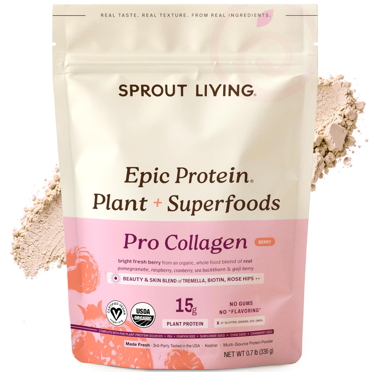 Sprout Living Epic Protein, Plant Based Protein & Superfoods Powder, Vanilla Lucuma Powder | 20 Grams Organic Protein Powder, Vegan, Non Dairy, Non-GMO, Gluten Free, Low Sugar (1 Pound, 12 Servings)