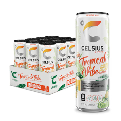 CELSIUS RETRO VIBE Sparkling Sherbet Slush, Sugar Free Energy Drink, 12 Fl Oz (Pack of 12)