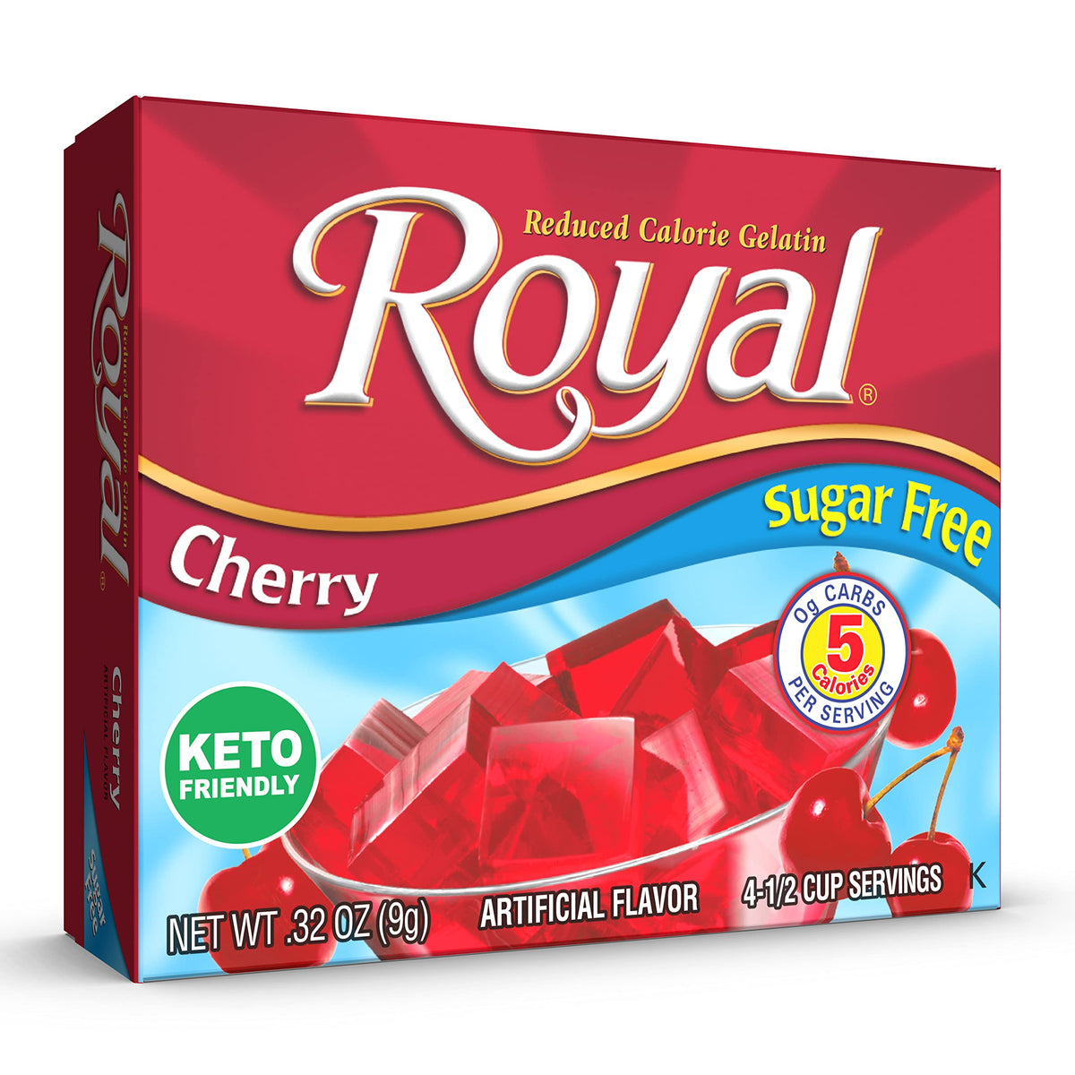 Royal Strawberry Gelatin Dessert Mix, Sugar Free and Carb Free,0.32 0z (Pack of 12)