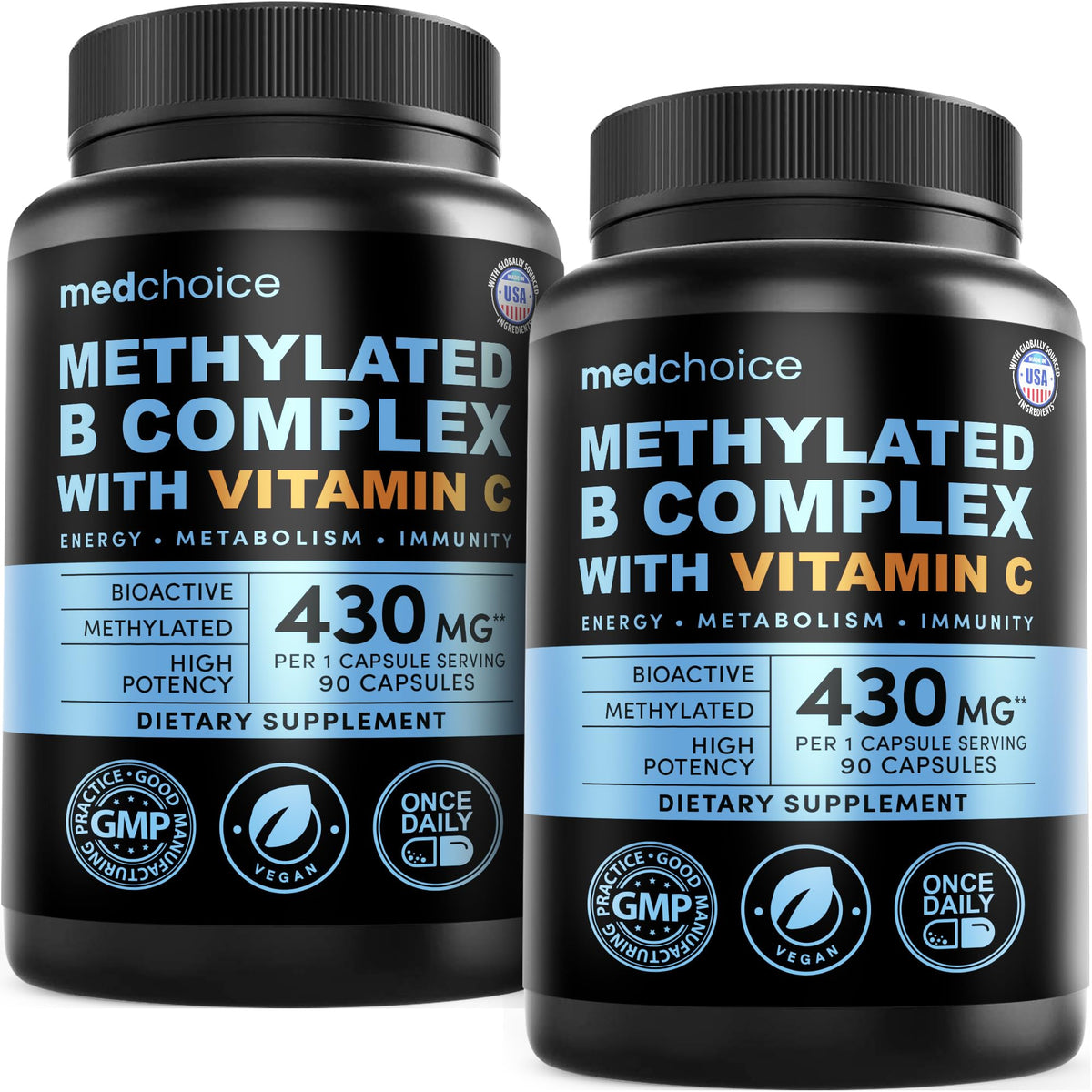 MEDCHOICE 9-in-1 Methylated Vitamin B Complex for Women & Men, 90ct