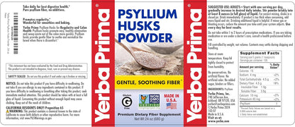 Yerba Prima Psyllium Husk Powder - 24 oz - Fine Ground, Unflavored, Sugar Free - Natural Fiber Supplement - Also for Baking - Contains Both Soluble & Insoluble Bulk for Regularity Support