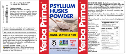 Yerba Prima Psyllium Husk Powder - 24 oz - Fine Ground, Unflavored, Sugar Free - Natural Fiber Supplement - Also for Baking - Contains Both Soluble & Insoluble Bulk for Regularity Support
