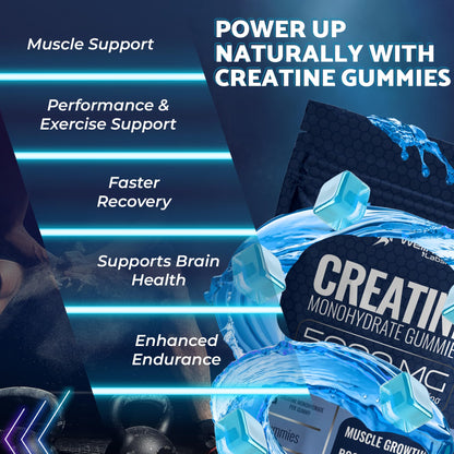 Creatine Gummies 5000mg, 30 Servings Creatine Monohydrate Gummies - Third-Party Tested Creatine for Women, Strawberry Flavor Creatine for Men, Muscle Growth, Strength, and Recovery - Pack of 1