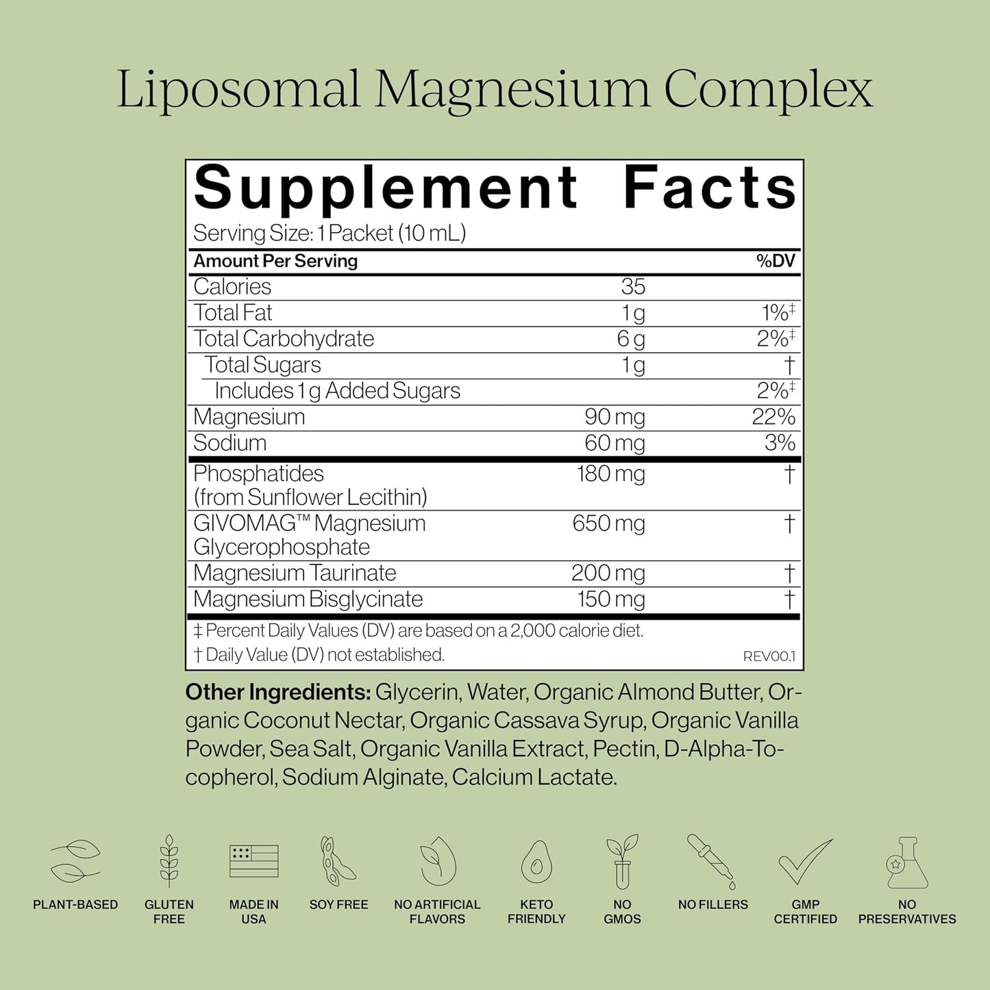 CYMBIOTIKA Liposomal Magnesium Complex for Sleep, Calm, Relax & Recovery | 3 forms: taurate, bisglycinate & glycerophosphate. Highly absorbable, stomach-friendly. Vanilla Almond, 28 pouches. Vegan.