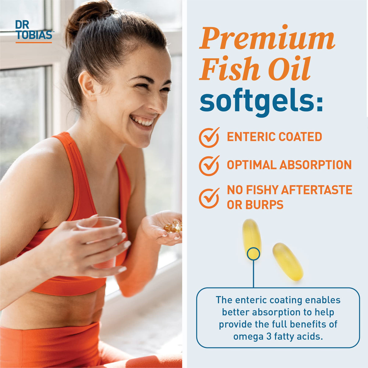 Dr. Tobias Omega 3 Fish Oil, 800 mg EPA 600 mg DHA Omega 3 Supplement for Heart