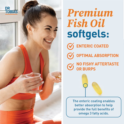 Dr. Tobias Omega 3 Fish Oil, 800 mg EPA 600 mg DHA Omega 3 Supplement for Heart