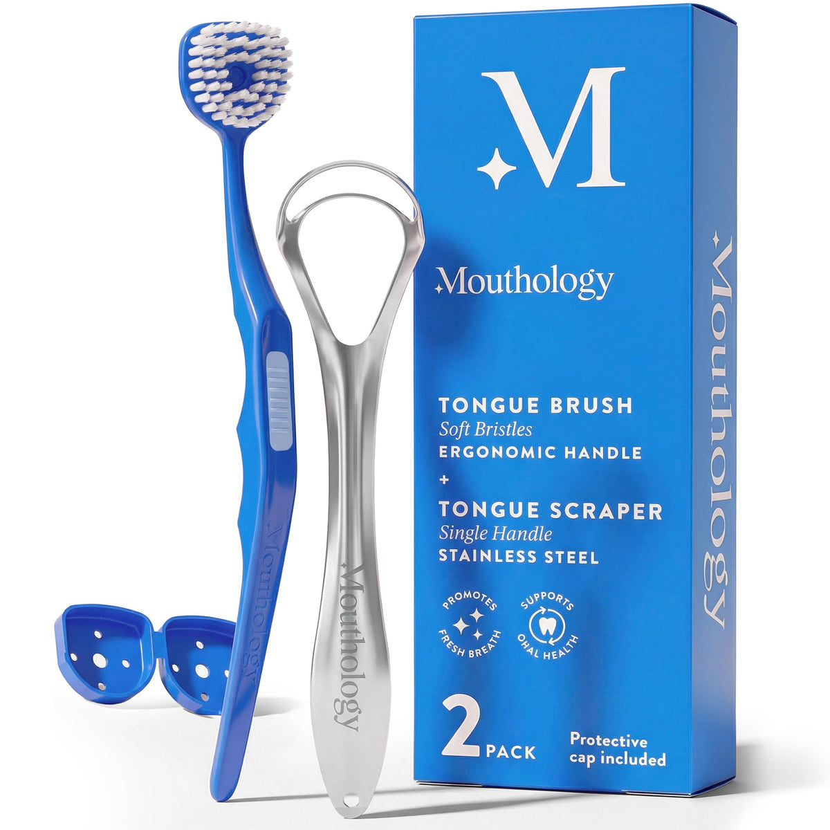 Mouthology Tongue Scraper for Adults (2 Pack), Reduce Bad Breath, Metal Tongue Scraper, Tongue Cleaner, Tongue Scraper, Stainless Steel Tongue Scraper, Tongue Cleaner for Adults, Tongue Scrubber