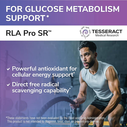 Tesseract RLA Pro SR R-Lipoic Acid Supplement, Energy Support, 60 Capsules | Sustained Release, Helps Maintain Cellular Energy & Glucose Utilization, Gluten Free, Plant Based