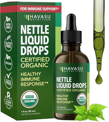 Organic Stinging Nettle Leaf Extract, Urinary Support, Unflavored, 1 Fl Oz | Stinging Nettle Tincture for Men and Women, USDA Certified, Vegan, Gluten Free, Non-GMO Herbal Tincture, 60 Servings