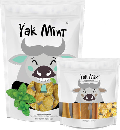 Yak Cheese Dog treat Yak Mint Dental Treat and Yak Mix 2oz Travel Size