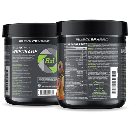 Muscle Pharm Pro Series Wreckage Pre Workout Powder | Professional Grade 8-in-1 Blend for Strength, Pump, Focus & Nitric Oxide Performance | Sour Berry, 15.5 oz, 20 Servings