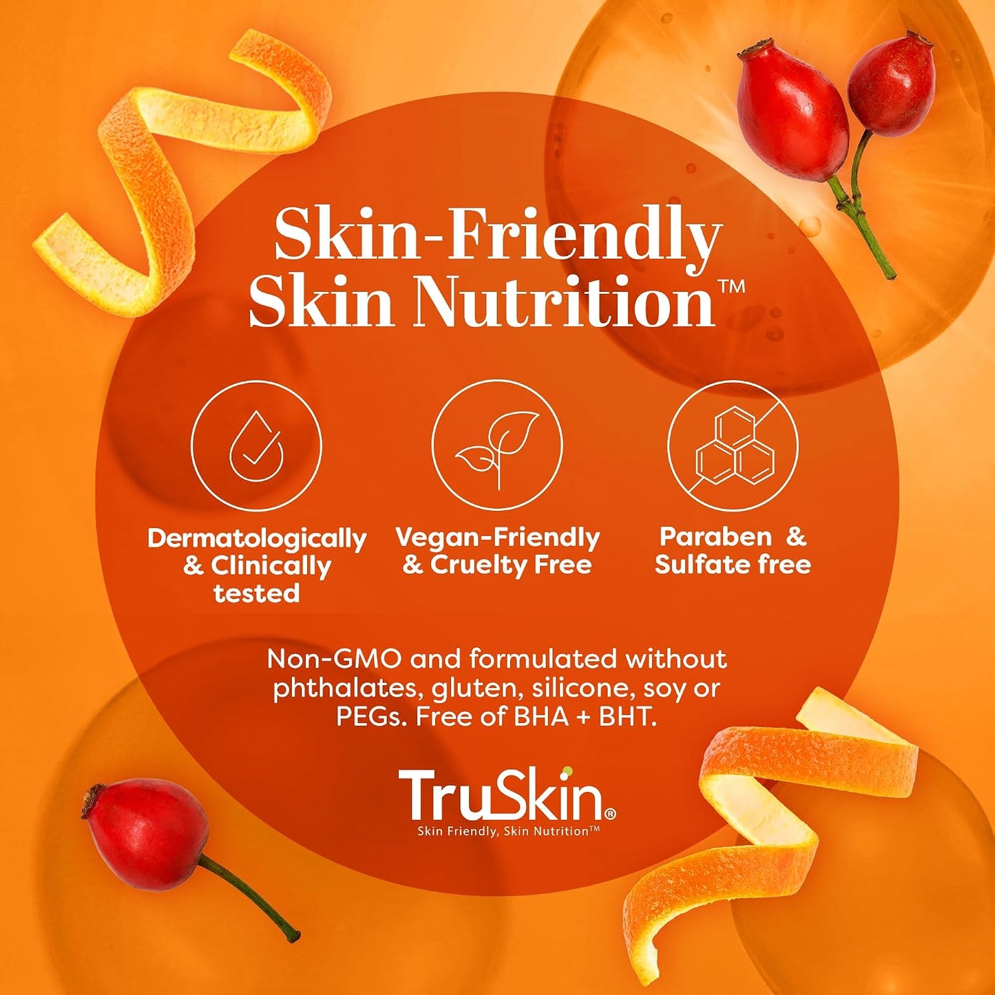 TruSkin Vitamin C Brightening Face Wash with Rosehip Oil, 4 fl oz | Vitamins C & E, Aloe Vera and MSM gently cleanse, refresh and support radiant-looking skin without over-drying