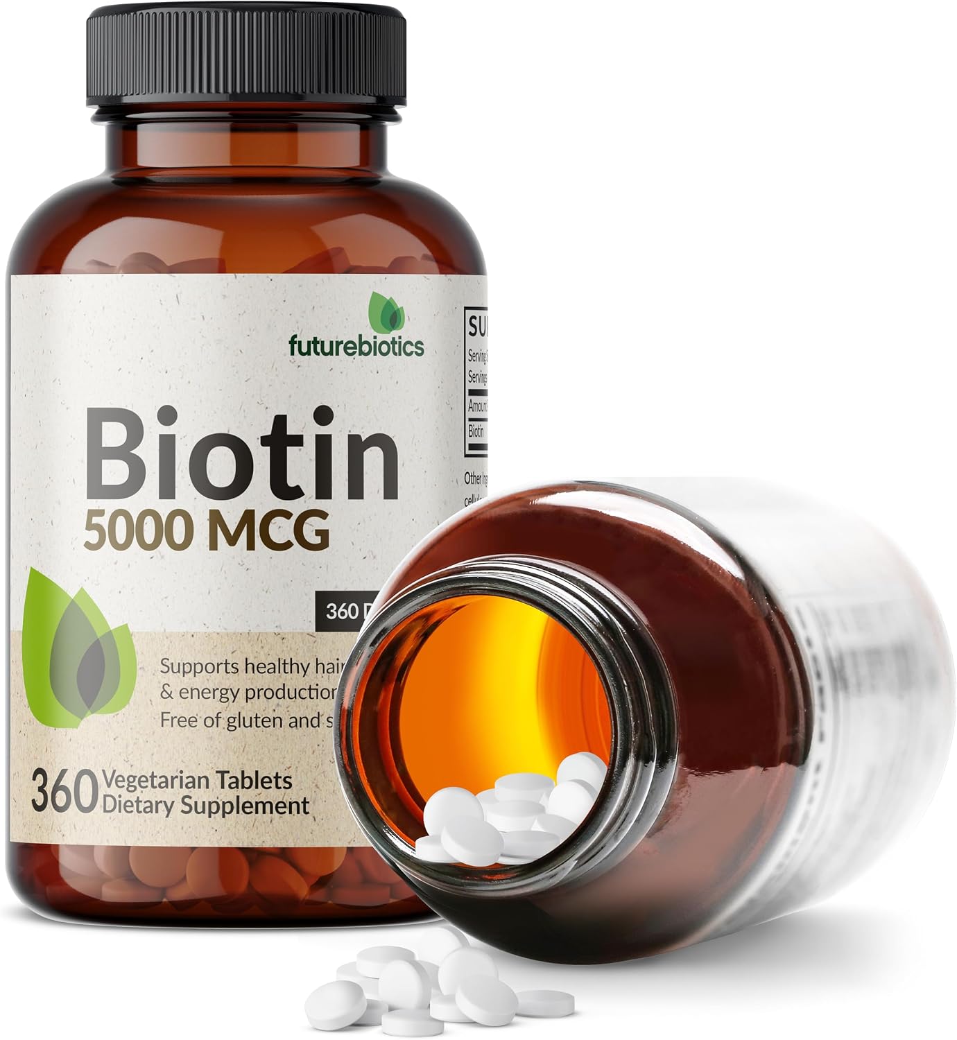 Futurebiotics Biotin 5000 MCG Supports Healthy Hair, Skin, Nails & Energy Production Non-GMO, 360 Vegetarian Tablets
