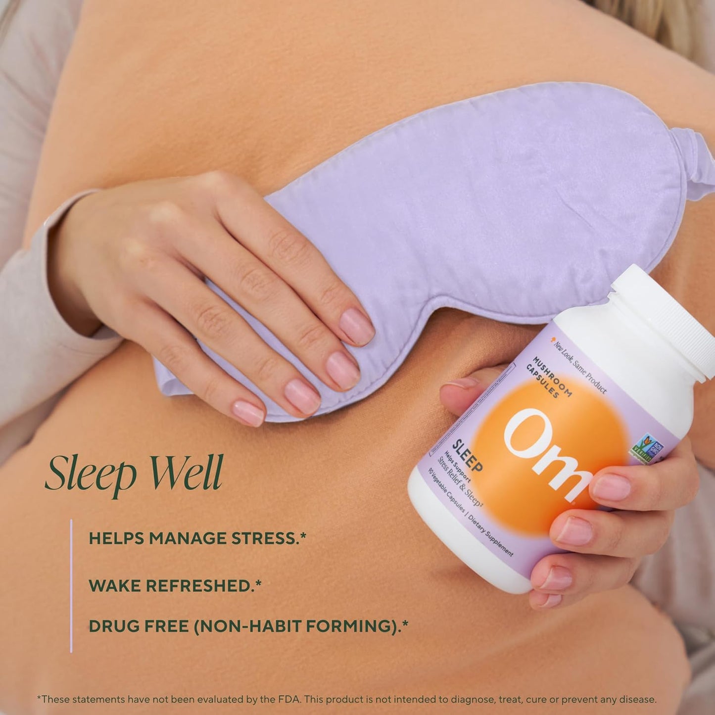 OM MUSHROOM SUPERFOOD Sleep Mushroom Capsules Superfood Supplement, 90 Count, 30 Days, Reishi, GABA, L-Theanine, Melatonin for Rest & Sleep Quality Superfood Supplement