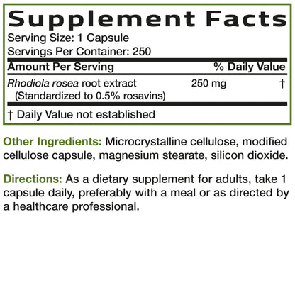 Bronson Rhodiola Rosea Adaptogen for Stress, Mood & Energy, 60 Capsules | Brain Health Support, Vegetarian, Non-GMO, Gluten-Free & Soy-Free